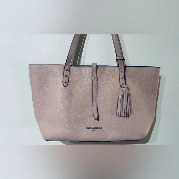 Karl Lagerfeld “Toby” Blush Pink Leather Tote with Tassel Charm - Picture 3 of 16